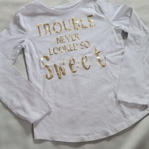 Wonder Nation White Long Sleeve Shirt with Gold Text